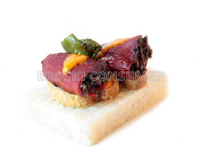 Pincho de pimiento relleno de morcilla de Burgos